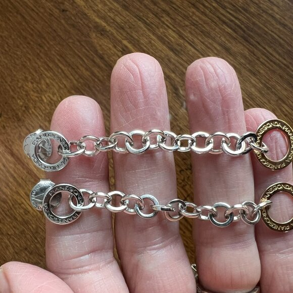 PIANEGONDA Earrings Sterling Chain Drop with Gold Dangle - Picture 4 of 6